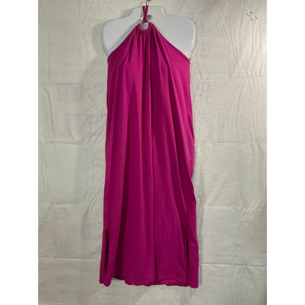 Old Navy Halter Column Dress Womens Large Dragon Fruit Pink Midi Slit Summer